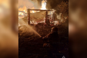 Во Владимирской области мощный пожар уничтожил частный дом дотла