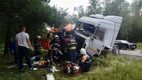 В Судогодском районе столкнулись 2 фуры: один из водителей пострадал