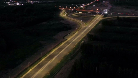 «Автодор» показал с высоты пробное включение освещения на развязке М-12 с М-7 под Владимиром