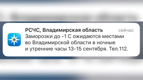 МЧС предупредило жителей Владимирской области о заморозках 13-15 сентября