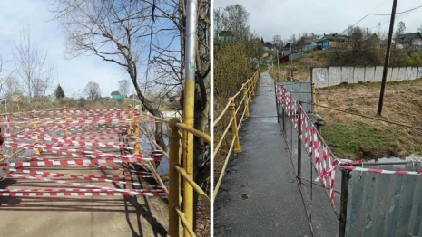 В Карабаново частично обрушился мост через реку