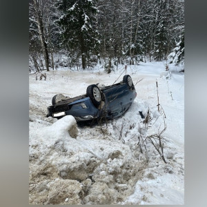 Во Владимирской области легковушка вылетела в кювет и перевернулась