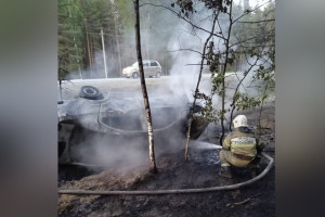 Во Владимирской области машина загорелась после ДТП