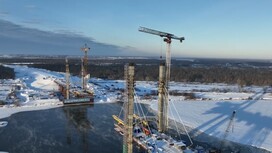 Во Владимирской области строительство моста через Оку с высоты показали на видео