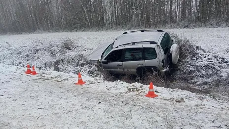 Во Владимирской области во время первого снега автомобилистка улетела в кювет