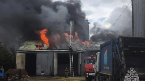 Спасатели показали кадры с места пожара в автосервисе под Собинкой