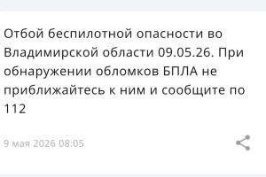 Владимирцам запретили приближаться к обломкам БПЛА после угрозы атаки 7-9 мая