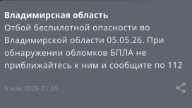 Владимирцам запретили приближаться к обломкам БПЛА после угрозы атаки 2-5 мая