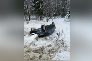 Во Владимирской области легковушка вылетела в кювет и перевернулась