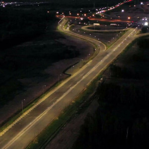«Автодор» показал с высоты пробное включение освещения на развязке М-12 с М-7 под Владимиром