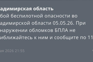 Владимирцам запретили приближаться к обломкам БПЛА после угрозы атаки 2-5 мая