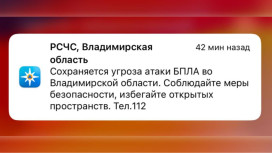 Во Владимирской области 30 марта сохраняется угроза атаки БПЛА