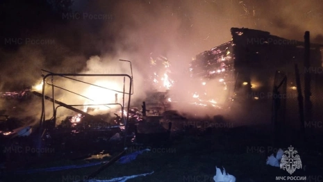 Во Владимирской области мощный пожар охватил два дома