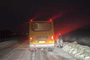 Владимирские школьники вынуждены ждать автобус в темноте прямо на дороге
