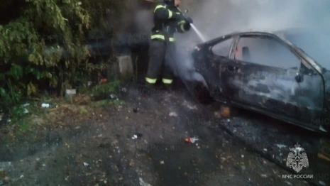 Во Владимире ночью вспыхнула легковушка