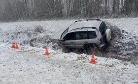 Во Владимирской области во время первого снега автомобилистка улетела в кювет