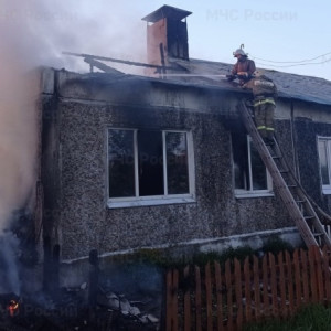 Во Владимирской области мощный пожар охватил кирпичный дом