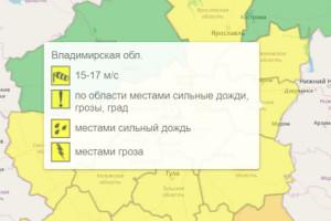 Во Владимирской области синоптики объявили желтый уровень погодной опасности