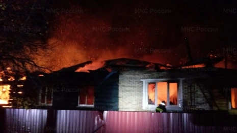 Под Вязниками мощный пожар уничтожил деревенский дом
