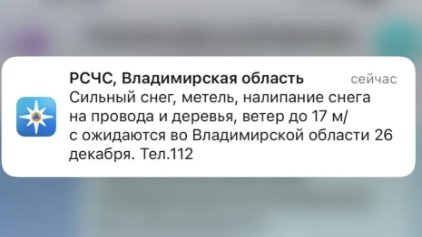 Жителей Владимирской области предупредили о сильном снегопаде 26 декабря