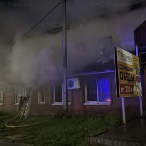 В Лакинске мощный ночной пожар охватил кафе