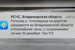 МЧС предупредило жителей Владимирской области о гололеде 9 декабря