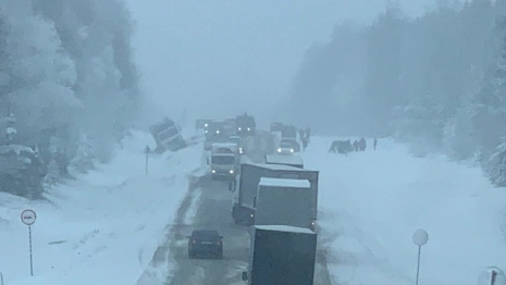 Снегопад спровоцировал крупный затор под Владимиром