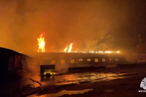 В Коврове мощный пожар охватил рынок со стройматериалами