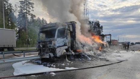 На М-12 под Муромом фура загорелась после ДТП