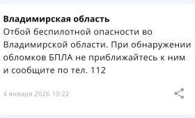 Владимирцам запретили приближаться к обломкам БПЛА после угрозы атаки 4 января