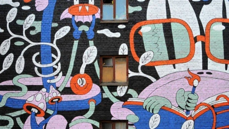 Читающая лягушка и сказочным мир появились на стене Владимира