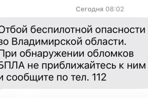 Владимирцам запретили приближаться к обломкам БПЛА после угрозы атаки 15-16 февраля