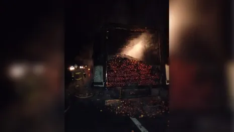 На трассе во Владимирской области загорелся грузовик с картошкой