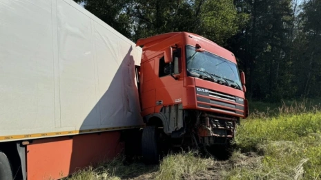 На М-7 в Петушинском районе фура снесла отбойник и улетела в кювет
