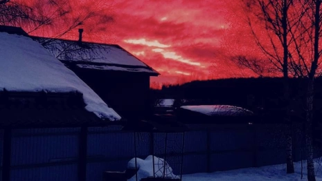 Ярко-малиновый закат раскрасил небо над Владимирской областью