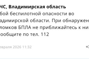 Владимирцам запретили приближаться к обломкам БПЛА после угрозы атаки 9 февраля