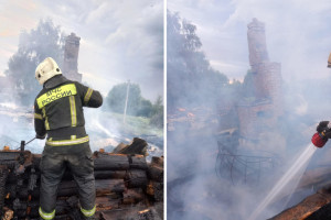 Во Владимирской области мощный пожар охватил 2 дома и 2 сарая