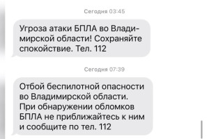 Владимирцам запретили приближаться к обломкам БПЛА после угрозы атаки 14 февраля