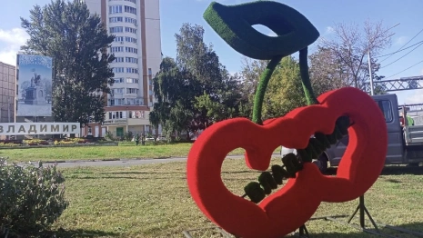 На въезде во Владимир со стороны Юрьев-Польского установили фигуру вишни