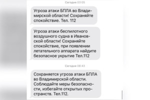 В ночь на 4 ноября во Владимирской области объявили угрозу атаки БПЛА