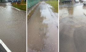 Тротуары во Владимирской области из-за залповых дождей превратились в реки 