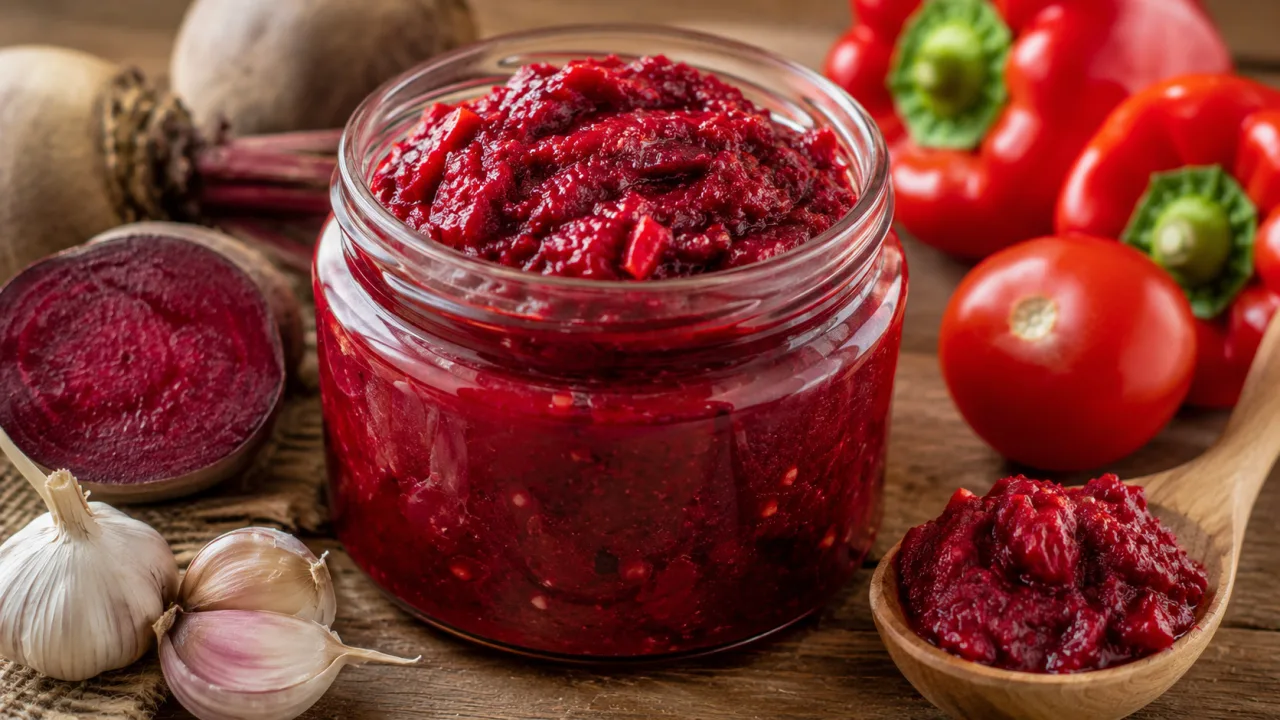 Вся свекла уходит на эту аджику: вкусная, пряная, с характером — пойдет и под горячее, и на гренки