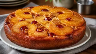 Пирог-перевертыш с ананасами и орехами: всего 4 продукта – и на столе шедевр