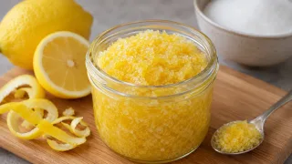 Перекручиваю цедру с сахаром — и в банку: лимонная вкуснятина идет на ура и с кашей, и с чаем