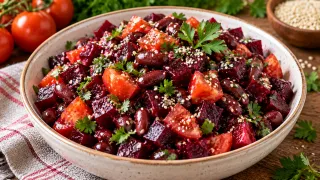 Свекла, фасоль да помидоры: вкуснейший салат из бюджетных ингредиентов — пойдет и на праздничный стол, и на каждый день