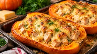 Вот зачем осенью покупают тыквы: это блюдо со сливочной курицей и сырной корочкой сводит с ума всех — уютная осенняя сказка
