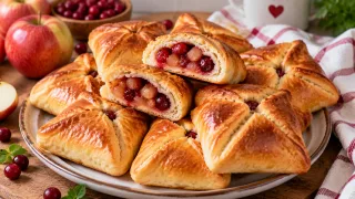 1 ложка в тесто — и пирожки с яблоком и клюквой буквально тают во рту: не успела отвернуться, как весь противень уже съели