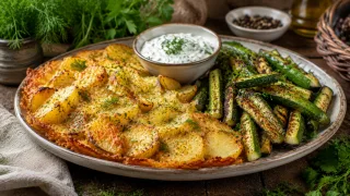 Вместо жареной и пюре: запеченная картошка с сырной корочкой — еще и хрустящие кабачки в придачу