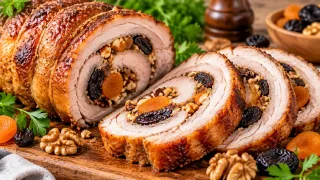 Котлеты и гуляш в прошлом: теперь готовлю мясной рулет из свинины c сухофруктами — вроде то же мясо, а на вкус лучше и выглядит роскошно