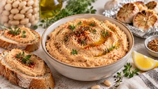 Копеечные продукты, а вкус как у дорогого паштета: готовим нежную намазку из фасоли с чесноком и сыром — и на гренку, и на свежий хлеб